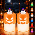Rechargeable Halloween Pumpkin Lantern Light Collapsible Jack O Lantern 2 Pack | Witch Orange
