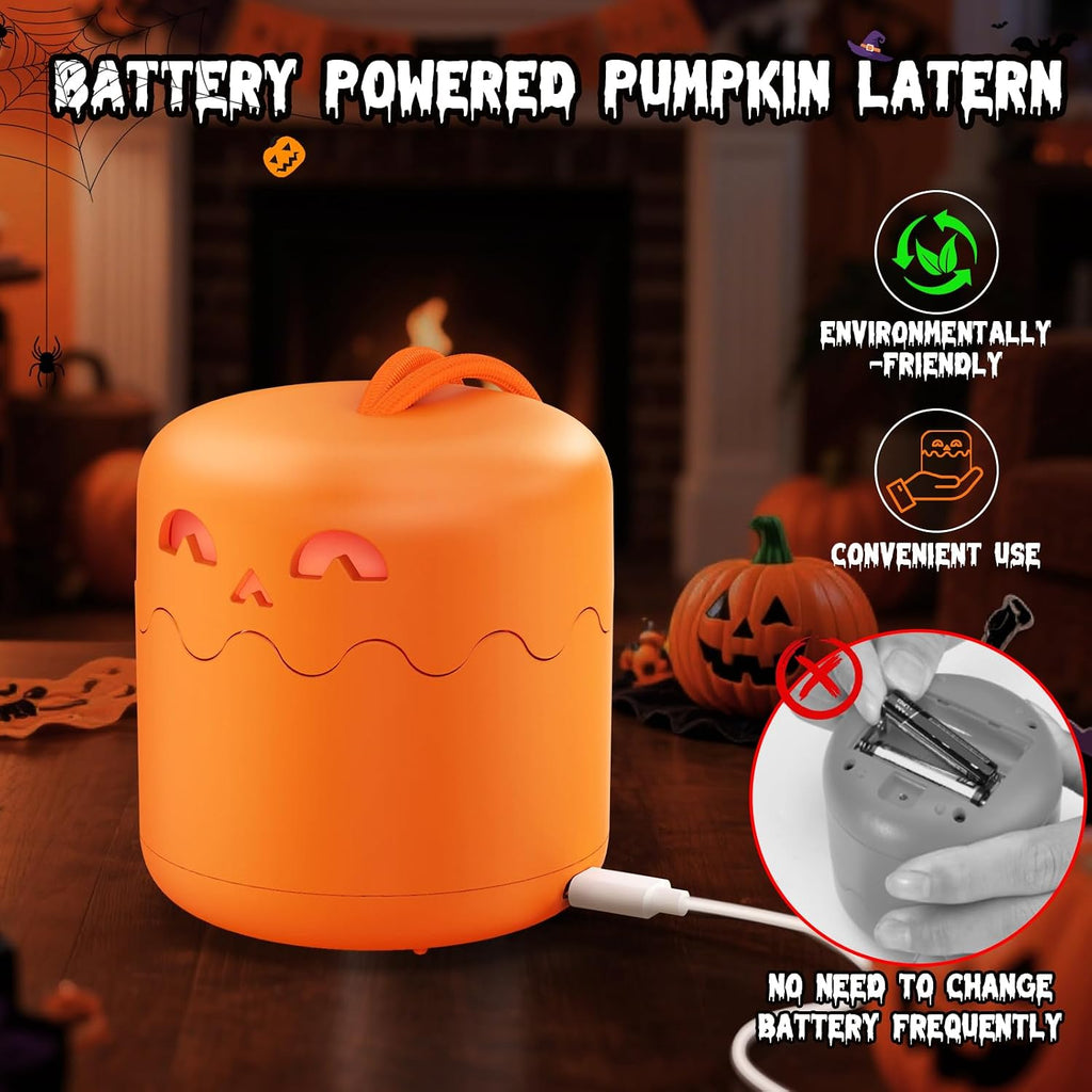 Rechargeable Halloween Pumpkin Lantern Light Collapsible Jack O Lantern 2 Pack  | Orange