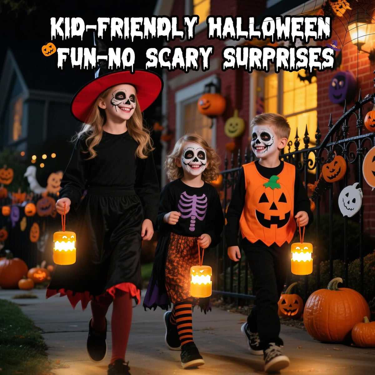 Rechargeable Halloween Pumpkin Lantern Light Collapsible Jack O Lantern 2 Pack  | Orange