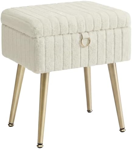 SONGMICS Vanity Stool Chair with Storage, Metal Legs, Max. Load 440 lb by SONGMICSbySONGMICSHOME