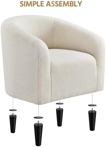 Yaheetech Small 25.5in Wide Sherpa Barrel Accent Chair for Bedroom, Ivory - Image 5