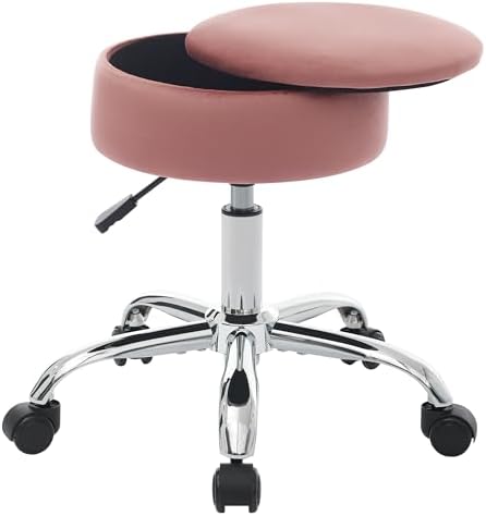 Adjustable Vanity Stool Storage Swivel Rolling Vanity Chair with Wheels - Image 7