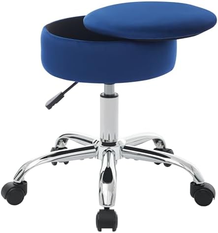 Adjustable Vanity Stool Storage Swivel Rolling Vanity Chair with Wheels - Image 7