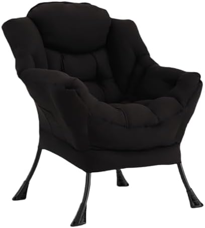 Welnow Lazy Chair for Adults，Modern Reading Accent Chair,Black Single by LifeGetsBetterWithWelnow