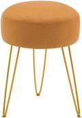 LUE BONA Vanity Stool, Mustard Yellow Vanity Stools for Makeup Room, Round Ottoman Foot Stool, Suede Footrest Vanity Chair for Bathroom Vanity, Bedroom, Living Room, Entryway, Offices by LUEBONA