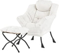Welnow Lazy Chair with Ottoman, Reading Chair with Footrest, Beige by LifeGetsBetterWithWelnow