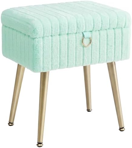 SONGMICS Vanity Stool Chair with Storage, Metal Legs, Max. Load 440 lb by SONGMICSbySONGMICSHOME