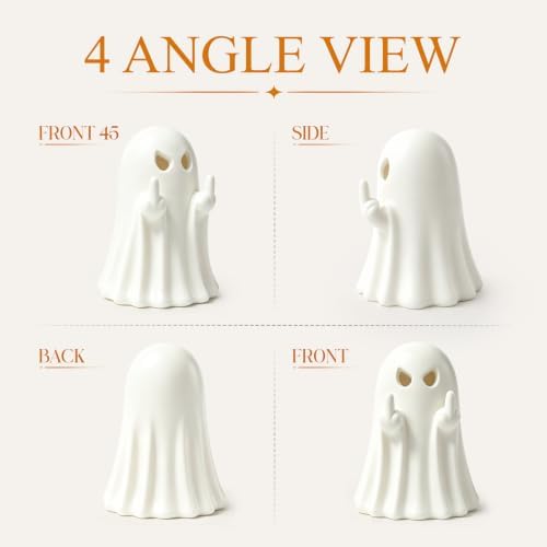 Halloween Ghost Figurine Cute Spooky Ghost Statue White - Image 4