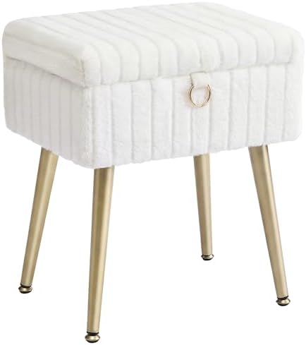 SONGMICS Vanity Stool Chair with Storage, Metal Legs, Max. Load 440 lb by SONGMICSbySONGMICSHOME
