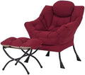 Welnow Lazy Chair with Ottoman, Reading Chair with Footrest,Burgundy by LifeGetsBetterWithWelnow