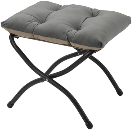 15"(H) Folding Ottoman, Foldable Footrest Stool, Portable Small Foot Stool for Couch, Collapsible Foot Rest Ottoman for Sofa, Accent Padded Ottomans for Living Room, Bedroom, Dark Grey by MordchilHF