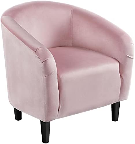 Yaheetech Small 25.5in Wide Velvet Barrel Accent Chair Bedroom, Pink by Yaheetech