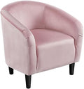 Yaheetech Small 25.5in Wide Velvet Barrel Accent Chair Bedroom, Pink by Yaheetech