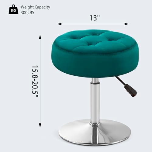 Gitrah Teal Vanity Stool Chair Swivel Adjustable Comfortable Makeup Stool - Image 3
