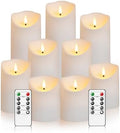 Nimiko Flameless Candles with Remote, Battery Operated Flickering Flameless Candles, LED Candles with Timer 2/4/6/8H, with Realistic LED Candles Set of 9 (D3 x H 3" 4" 5" 6" 7") (White) by Nimiko