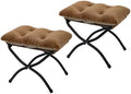 15"(H) Folding Ottoman, Set of 2, Foldable Footrest Stool, Small Foot Stool for Couch, Collapsible Foot Rest Ottoman for Sofa, Accent Padded Ottomans for Living Room, Bedroom, Brown by MordchilHF