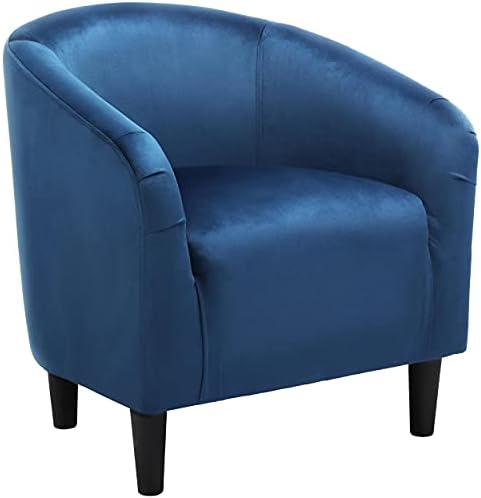 Yaheetech Small 25.5in Wide Velvet Barrel Accent Chair Bedroom, Pagoda Blue by Yaheetech