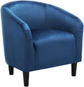 Yaheetech Small 25.5in Wide Velvet Barrel Accent Chair Bedroom, Pagoda Blue by Yaheetech