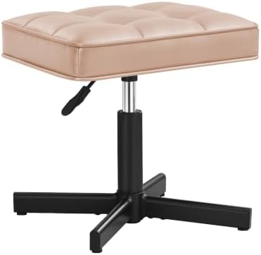 LUE BONA Adjustable Vanity Stool, 15''-19.5'' Foot Rest Under Desk, 360° Swivel Vanity Chair for Makeup Room, Rose Gold Upholstered Faux Leather Ottoman for Bathroom & Living Room, 300lbs - Image 7