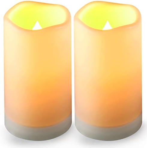 YOROXRG Solar flameless Candles Outdoor Waterproof,Dusk to Dawn Outdoor Lighting, Flickering fameless Reusable LED Light Candles for Lantern Garden Camping and Home Decor, 3D Wick (3"X6") Set of 2 by YOROXRG