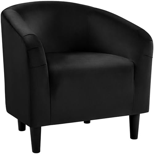 Yaheetech Small 25.5in Wide Velvet Barrel Accent Chair for Bedroom, Black by Yaheetech