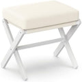 BAMBOOHOMIE Foldable Foot Stool Ottoman, Modern Foot Rest with Bamboo X Legs & Thick Foam Cushion, Folding Foot Stools Small Padded for Bedroom Living Room, Footstool for Chair Couch (White - White) by BAMBOOHOMIE