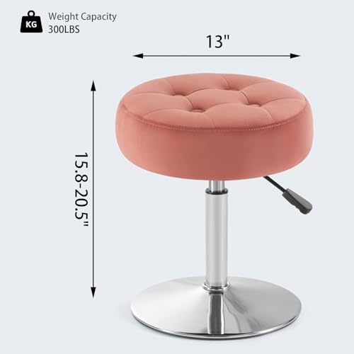 Gitrah Pink Vanity Stool Chair Swivel Adjustable Comfortable Makeup Stool - Image 3