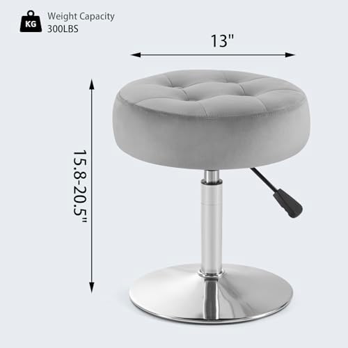 Gitrah Grey Vanity Stool Chair Swivel Adjustable Comfortable Makeup Stool - Image 3