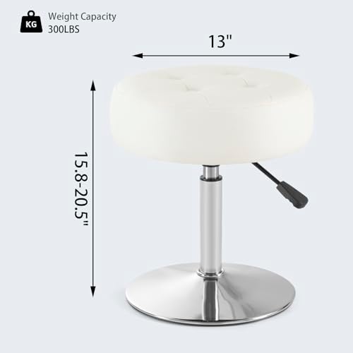 Gitrah White Vanity Stool Chair Swivel Adjustable Comfortable Makeup Stool - Image 2
