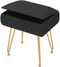 Marching Pin Vanity Stool Chair with Storage, White Faux Velvet Ottoman Chair for Bedroom, Makeup Stool with Soft Padded Seat & 4 Sturdy Metal Legs, 284LBS Capacity, 15.7" L x 11.8" W x 19.6" H by MarchingPin
