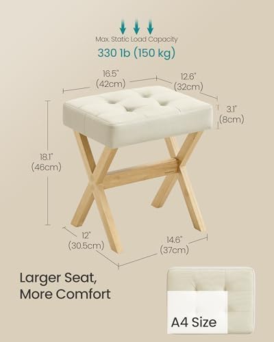 SONGMICS Makeup Stool, Padded Vanity Foot Rest, Solid Wood X Legs - Image 2