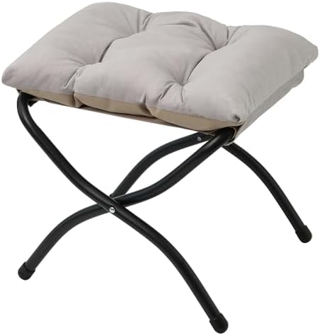 15"(H) Folding Ottoman, Foldable Footrest Stool, Portable Small Foot Stool for Couch, Collapsible Foot Rest Ottoman for Sofa, Accent Padded Ottomans for Home, Living Room, Light Grey by MordchilHF