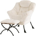 Tiita Lazy Chair with Ottoman, Modern Large Accent Lounge Chairs, Leisure Sofa Armchair with Ottoman, Reading Chair with Footrest for Bedroom, Living Room, Dorm Rooms, Garden by TiitaHome