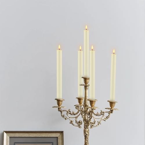 YOROXRG 24 Pack LED Flameless Taper Candles with Timer, Dripless Fake Candlesticks with 3D Flickering Flame, 9.6 Inches White Window Candle for Fireplace Christmas Halloween（Ivory） - Image 6