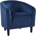 Yaheetech Small 25.5in Wide Velvet Barrel Accent Chair Bedroom, Navy Blue by Yaheetech