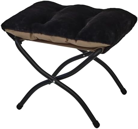 15"(H) Folding Ottoman, Foldable Footrest Stool, Portable Small Foot Stool for Couch, Collapsible Foot Rest Ottoman for Sofa, Accent Padded Ottomans for Living Room, Bedroom, Black by MordchilHF
