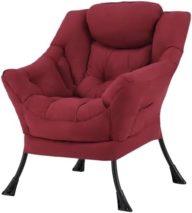 Tiita Lazy Chair for Adults, Comfy Reading Accent Chair, Red Single by TiitaHome