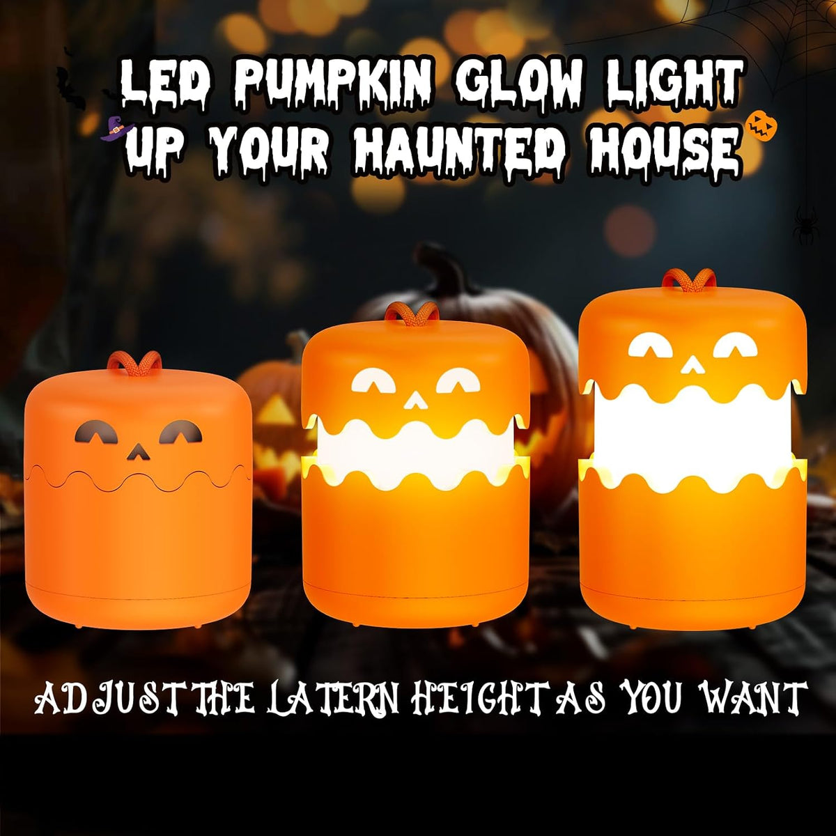 Rechargeable Halloween Pumpkin Lantern Light Collapsible Jack O Lantern 2 Pack  | Orange