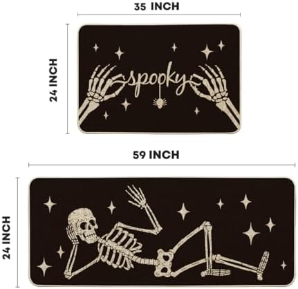 Artoid Mode Skeleton Black Halloween Kitchen Mats Set of 2-24x35+24x59 - Image 3