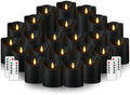 Nimiko Flameless Candles with Remote, Battery Operated Flickering Flameless Candles, LED Candles with Timer 2/4/6/8H, with Realistic LED Candles Set of 24 (D3 x H 3" 4" 5") (Black) by Nimiko