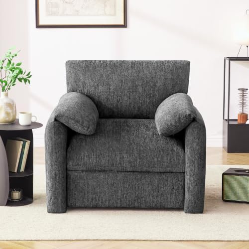 Howjoe Accent Chair for Living Room, Oversized Reading Armchair, Gray - Image 3