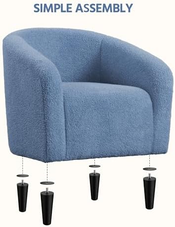 Yaheetech Small 25.5in Wide Sherpa Barrel Accent Chair for Bedroom, Blue - Image 5
