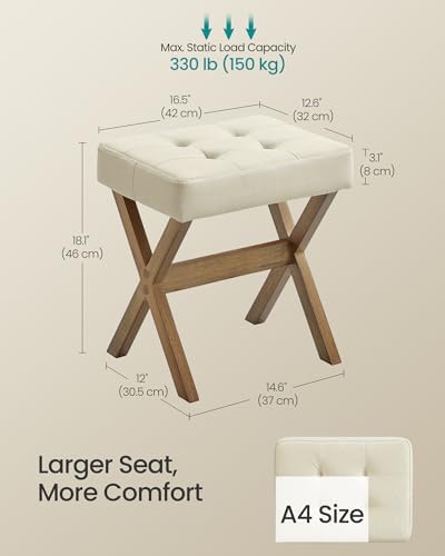 SONGMICS Makeup Stool, Padded Vanity Foot Rest, Solid Wood X Legs - Image 3