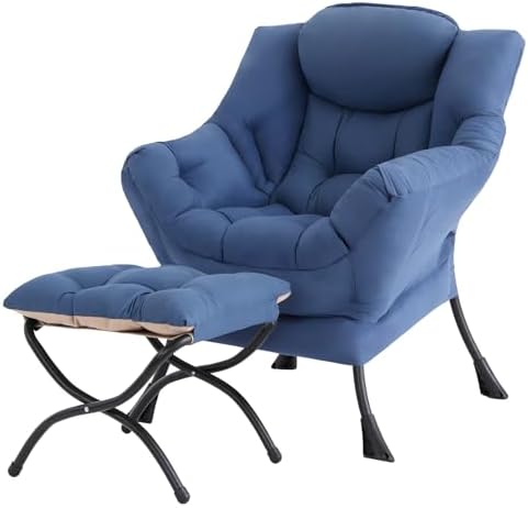 Tiita Lazy Chair with Ottoman, Comfy Reading Accent Chair, Blue by TiitaHome