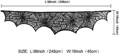AerWo Halloween Decoration Black Lace Spiderweb Fireplace Mantle Scarf Cover Festive Party Supplies 45 X 243cm 18 x 96 inch - Image 2