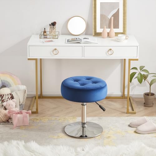 Gitrah Blue Vanity Stool Chair Swivel Adjustable Comfortable Makeup Stool - Image 4