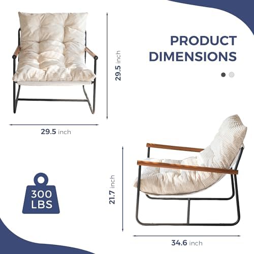 MAXYOYO Modern Accent Chair, Comfy Living Room Chair with Metal Frame - Image 2