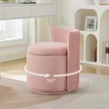WUTUTUEE Velvet Vanity Chair with Storage, 360° Swivel Makeup Chair with Wave Back, No Assembly Small Accent Stool for Bedroom, Dressing, Living Room, Pink by WUTUTUEE