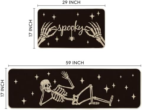 Artoid Mode Skeleton Black Halloween Kitchen Mats Set of 2-17x29+17x59 - Image 3