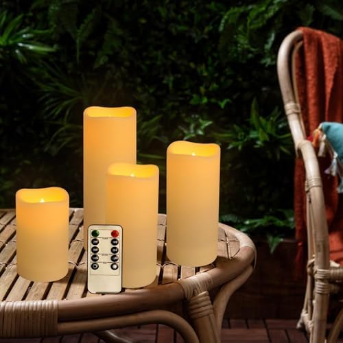 YOROXRG Set of 96 Waterproof Outdoor Flameless Candles, LED Candles with 4 Remote and Timer,(H 4" 5" 6" x D 2.2"),for Halloween Wedding Festival - Image 3